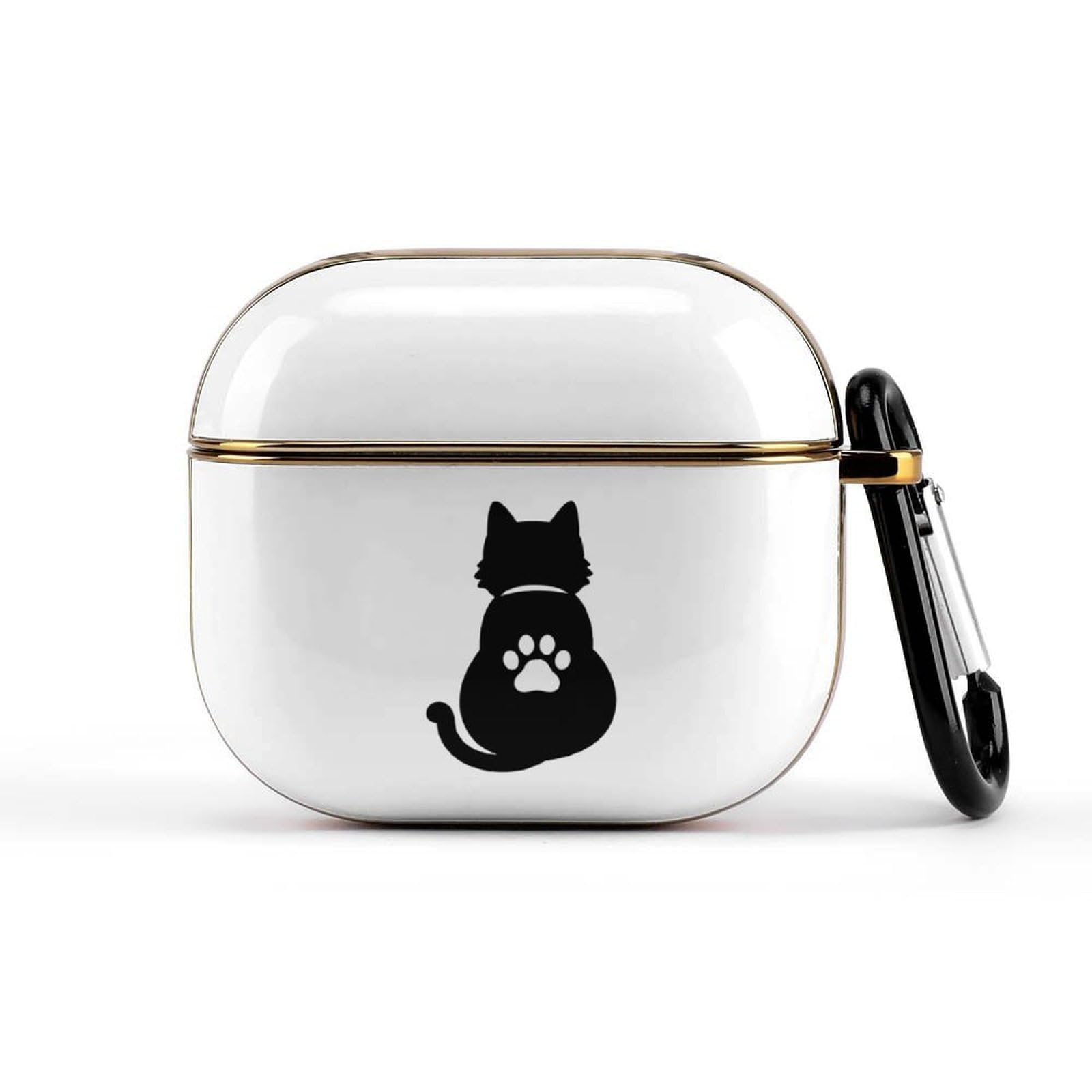 Amazon | AirPods 3 ケース 動物の黒い猫 カラビナ付き AirPods