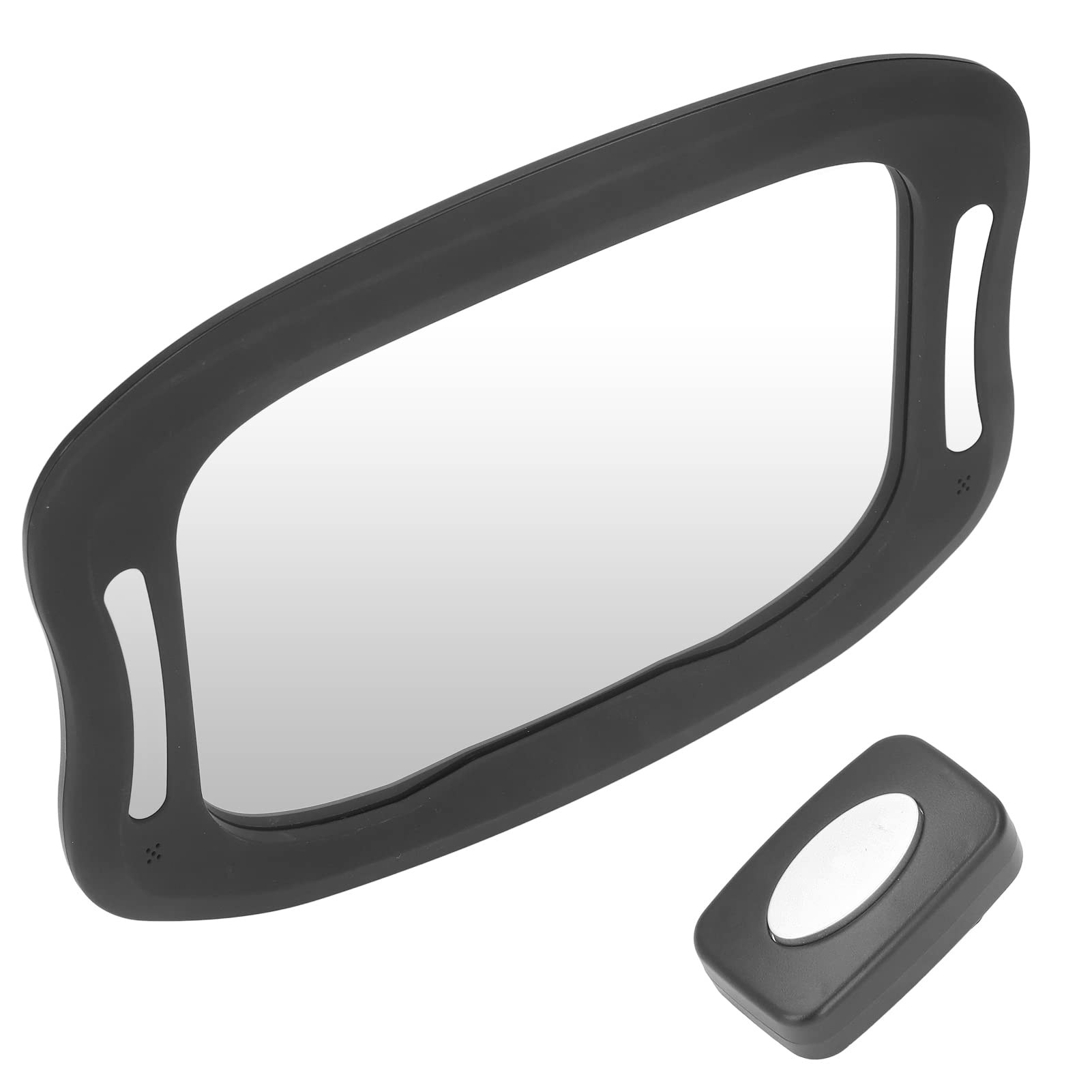 Espejo de coche para bebé LED de gran angular con rotación de 360 ​​grados y control remoto de luz nocturna LED, marco de ABS de 11 x 7 pulgadas, espejo inastillable, con correa vertical y hor