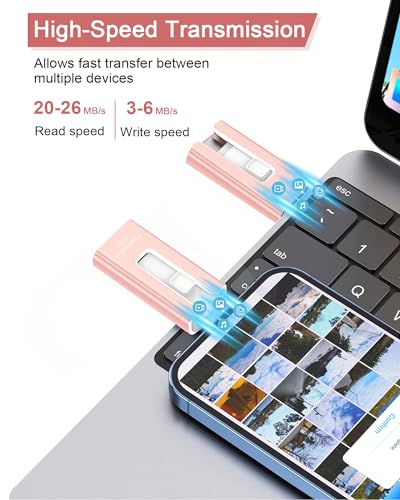 Image of USB Flash Drive 512GB, Photo Stick Memory External Data Storage Thumb Drive Compatible for Phone, Pad, Android, PC and More Devices (Pink)