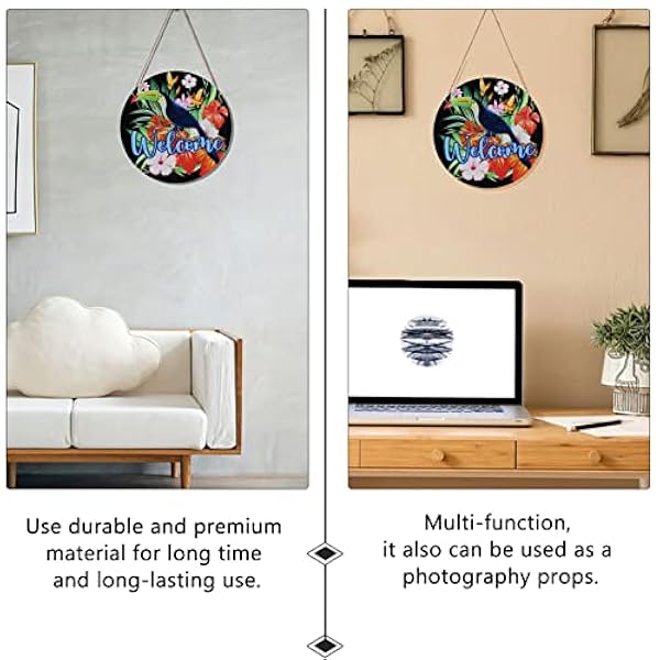 ibasenice 4 Stuks Lijst Welkom Teken Deur Plaquette Outdoor Decor Voordeur Decoraties Welkom Deur Teken Houten Muur Plaquette Festival Deur Hanger Muur Welkom Hangende Huishoudelijke Schijf