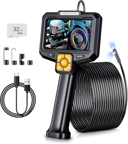 Cámara endoscópica con luz y pantalla IPS de 5 pulgadas para inspección de tubos con cable de 5M