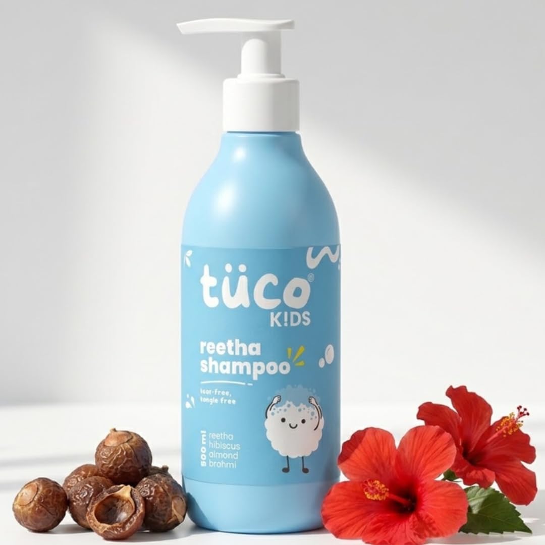Tuco® Kids Mild Shampoo With Soapnut, Almond, Henna, Pomegranate | Perfect for Soft, Smooth, Curly tangled & Rough hair | Ages 2-5, 4-10, 10-15, 5-10 Years | Paraben, SLS & Sulphate Free | pH 5.5, Vegan & Tear Free | 500 ml (Pack of 1)-image-35