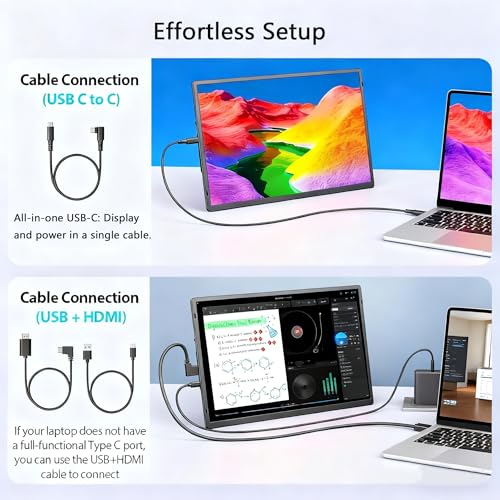 Image of APILDELLA 16.2 inch Portable Laptop Monitor Extender, 1200P HDR Screen with 360 Rotation, Ultra-Light Travel Second Screen, Plug & Play via Mini HDMI /Type-C, Compatible with Windows /Mac /PS5