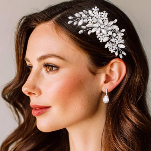 CASDRE Crystal Wedding Hair Comb Silver Rhinestone Bridal Hair Ac...