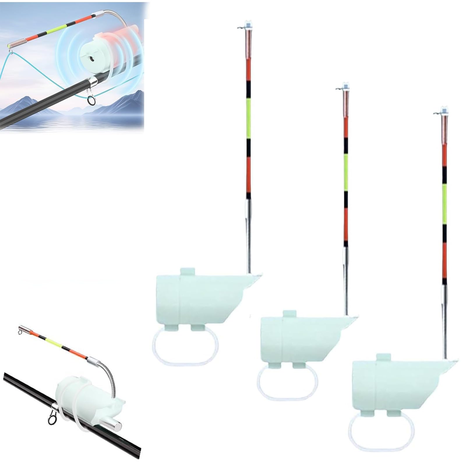 Dawhare High Sensitivity Night Fishing Float Bite Alert for Rods, Smart LED Luminous Hook Alarm, Fishing Bite Indicator, for Sea & Lake, All-Weather Fishing Gear (3PCS)