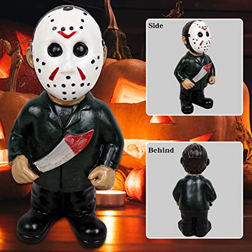 Cafele Horror Movie Garden Gnomes Michael Myers Statue Freddy Jason Scream Action Figure Outdoor Halloween Decorations Collectibles (Jason) #TOP4