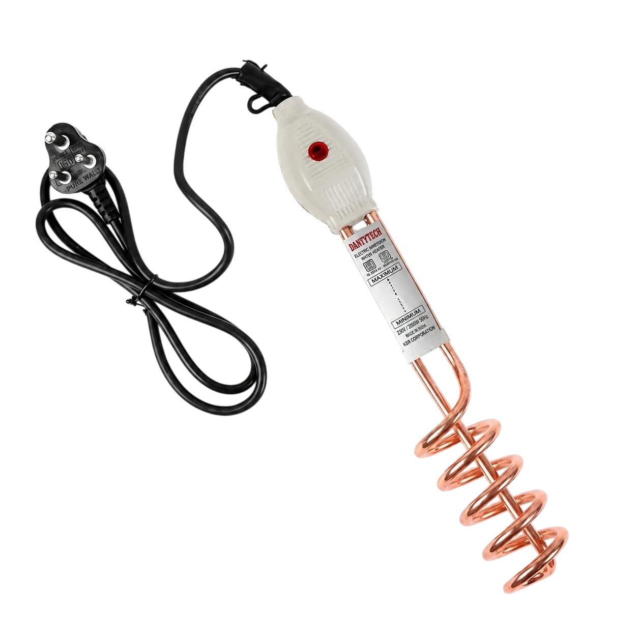 Immersion Water Heater Rod, 2000W, Copper Heating Element, ISI Mark, Fast and Even Heating (Grey)-image-3