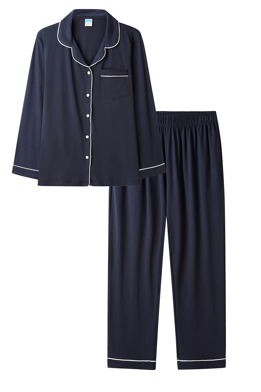 Thepyjamafactory Women's Blue Super Soft Long Pyjamas Nightwear Pj Set (8-10)