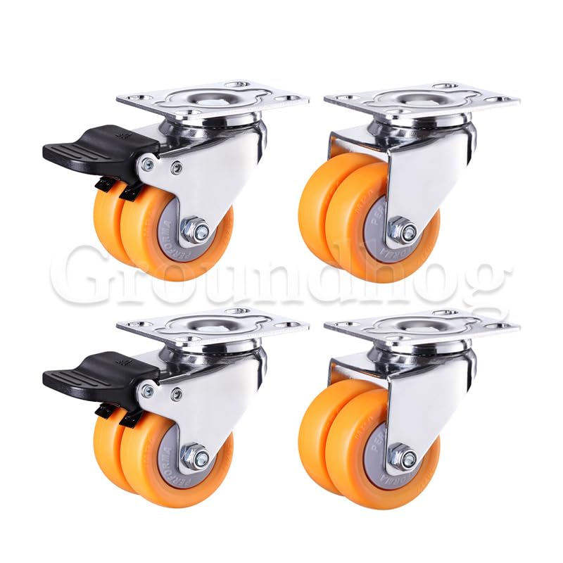4 szt. Kółka obrotowe o dużej wytrzymałości z hamulcem - 1,5/2-calowe ciche, niebrudzące nylonowe koła(Brake-Universal 1.5 Inch)