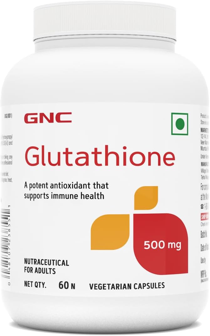 Glutathione 500mg With Vitamin C For Clear & Radiant Skin | 60 Veg Capsules | Reduces Dark Spots & Melanin Pigmentation | Boosts Immunity | Fights Pollution & UV Damage | For Men & Women| Formulated In USA