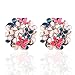 Ownsig Lady Charming Bloomy Four Leaf Clover Flowers Rhinestone Ear Stud Earrings Multicolor