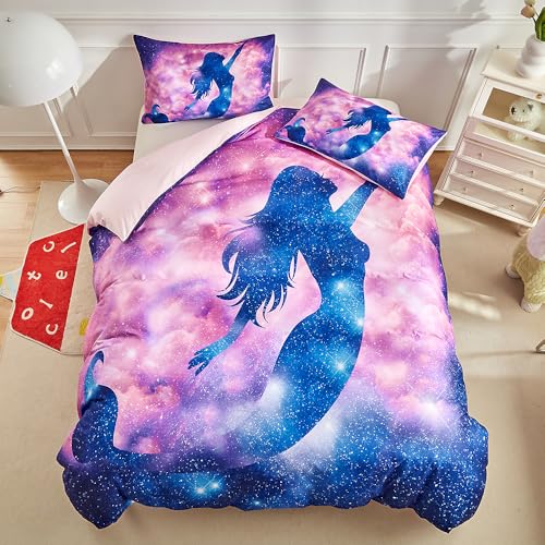 WUMIUER Bettwäsche 135x200 cm Set 2tlg - Sternenhimmel Meerjungfrau Design...