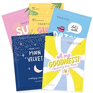 FACETORY K Beauty Face Mask Skin Care – CLASSIC 5 COLLECTION Sheet Mask Set | Natural Premium Korean Face Mask For All Skin Types – No Sulfates No Parabens (5 pc)