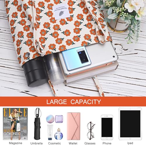 Image of Ayieyill Corduroy Tote Bag for Women Canvas Shoulder Cord Purse with Inner Pocket