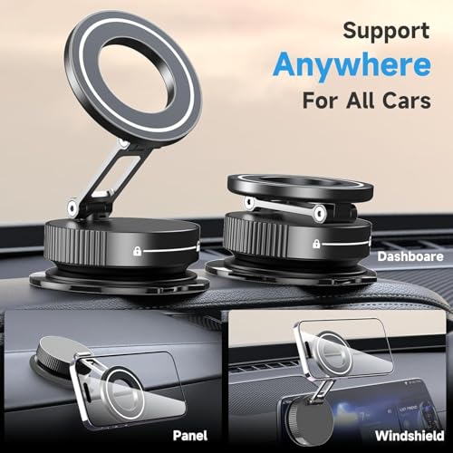 Image of 2026 Upgraded 360 Vaccum Magnetic Phones Holder, Magnetic Car Phone Mount, Hands-Free Suction Cup Holder for Car /Gym /Mirror /Car Dashboard, Car Mount Compatible with All Smartphone (Prime Series)