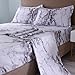 Mengersi Marble Sheet Set Queen Size- White Gray Black Marble Sheets - Extra Soft - Deep Pockets - 1 Fitted Sheet, 1 Flat, 2 Pillow Cases - 4 Piece