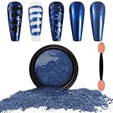 Artdone Chrome Nail Powder, Dark Blue Iridescent Aurora Powder Metallic Mirror Effect Pigment Pearlescent Mermaid Pigment Pearl Glitter Dust Kit, Nail Art Decoration, Resin Craft