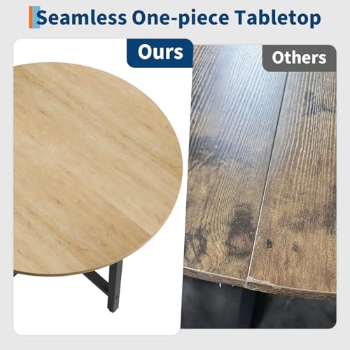 Image of IDEALHOUSE 31.5 Inch Round Dining Table for 2-4, Small Kitchen Dining Room Table for Space Saving, Wood Circle Kitchen Table with Sturdy Metal Frame (No Chairs)