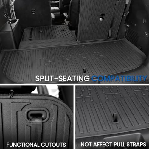 Image of Cargo Liner Backrest Mats for 2027 Kia Telluride 7&8 Seats Gas Only, All Weather TPE Cargo Trunk Mat Seat Back Protectors Accessories