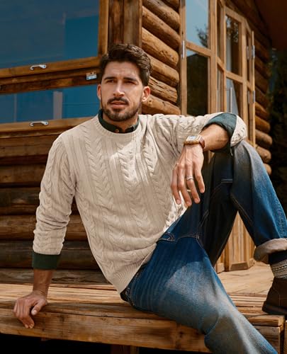 PJ PAUL JONES Mens Sweaters Casual Crewneck Cable Knit Pullover Sweater4