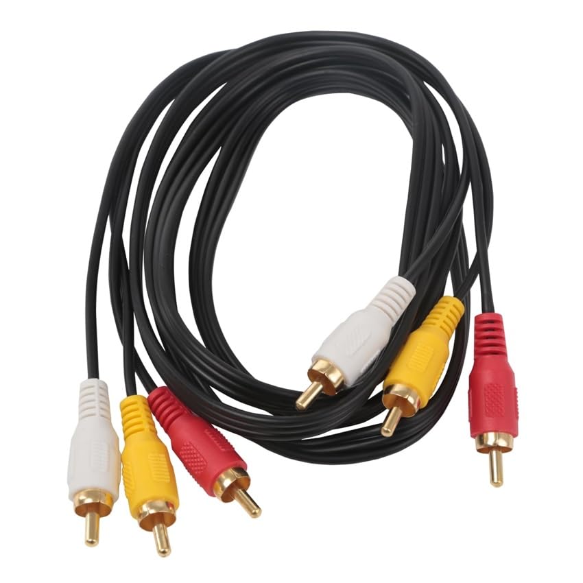 VoltShine 1.5m 3RCA to 3RCA Audio Cable in Black - Offers exceptional sound and firm connections, perfect for audio and video systems.