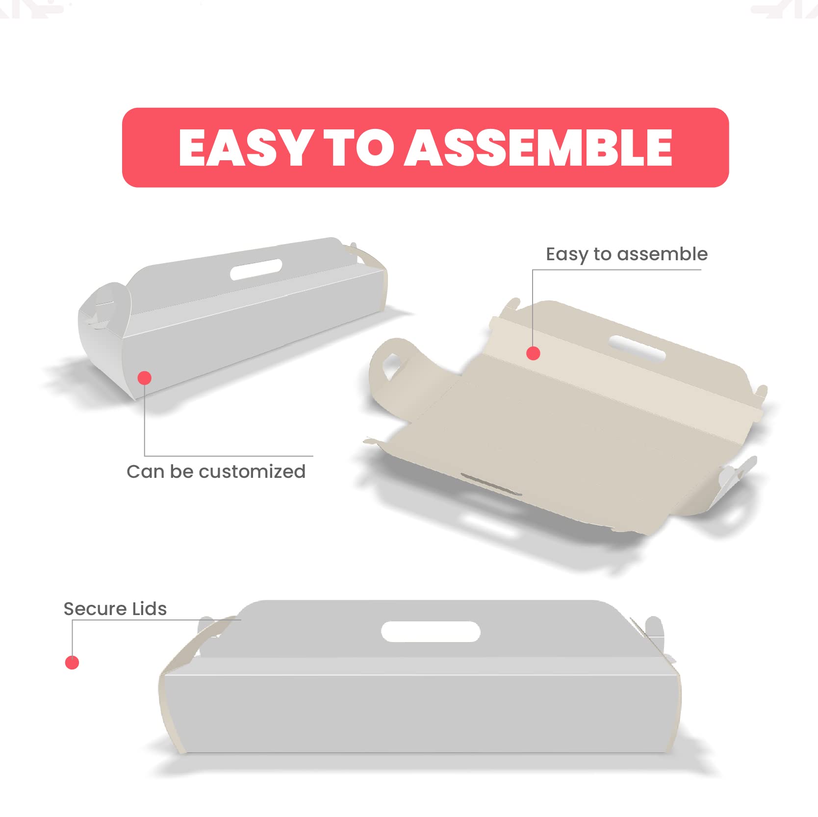 Beautiful Bakery Paperboard Bread Box Container 50 Pcs 18' Length x 4.75' Width x 3' Height Non-Window Bread Box Container with Handle - Ideal for Venezuelan Ham Bread, Cookies, Pastry, (PDJW)