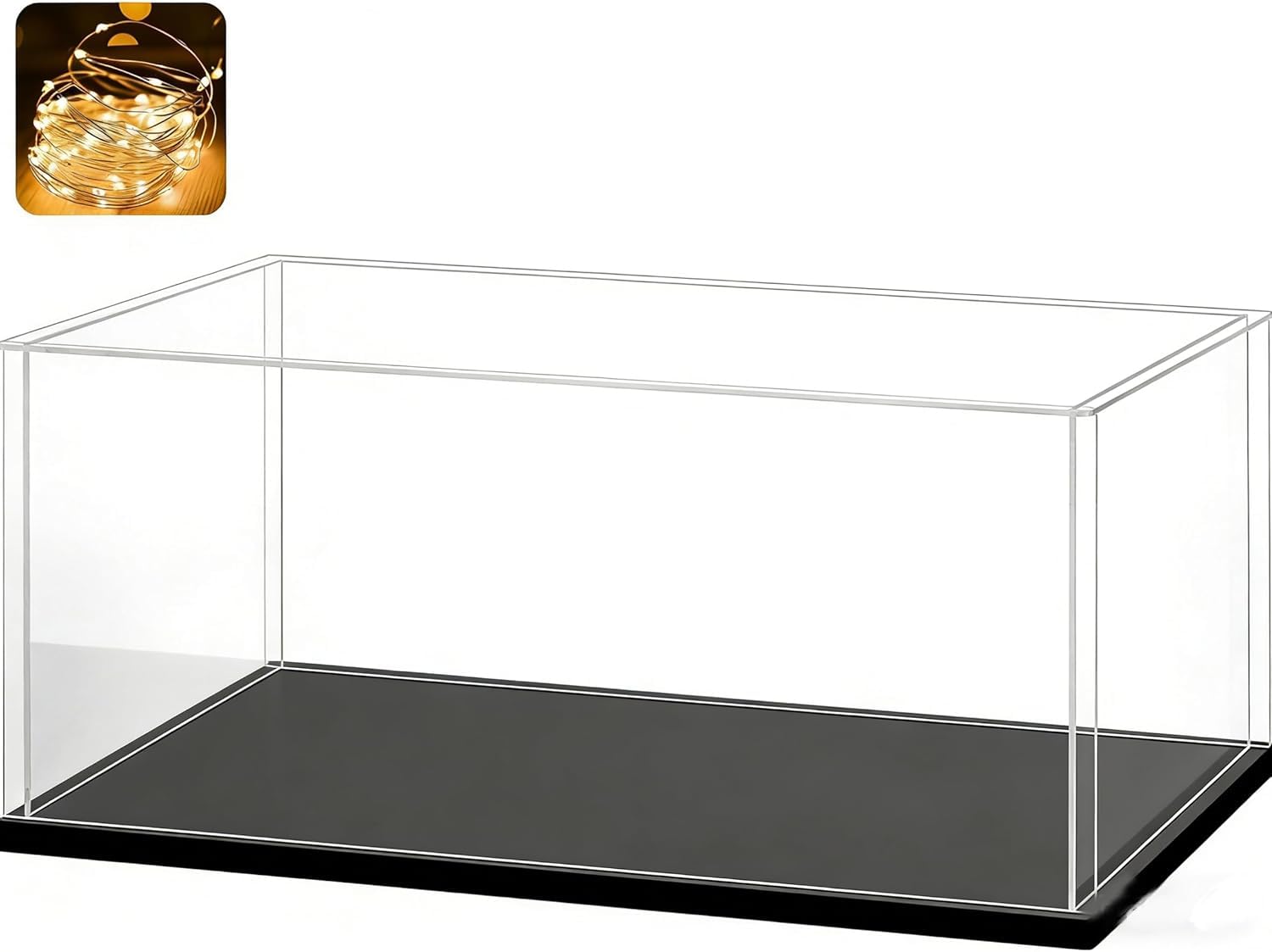 Vitrina Expositora De Acrílico Con Luz LED – Caja Transparente De 20x20x25 Cm Para Coleccionistas Y Miniaturas
