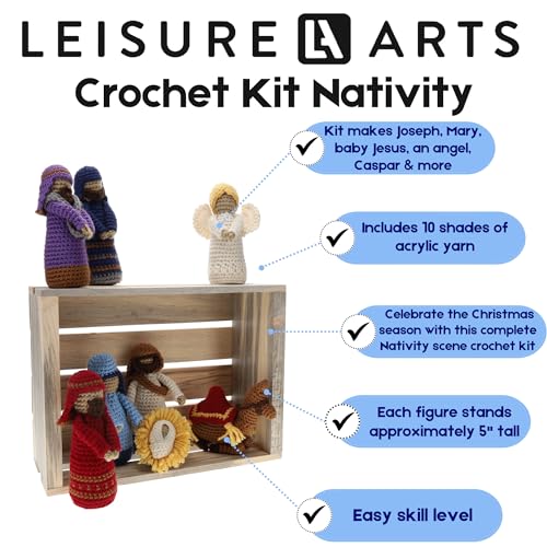 Image of Leisure Arts Crochet Nativity Kit - Amigurumi - 8-Piece Set and 60 Page Instruction Book.