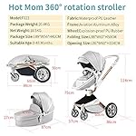 Hot Mom Kinderwagen 3in1/2in1 mit 360-Grad-Drehfunktion, kombiKinderwagen mit Babywanne/Sportwagen/PU-reifen/Kunstleder Sitz (Grau-2, ohne autositz)
