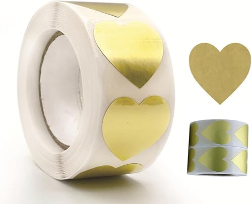 1000 calcomanías de corazón doradas, sobres metálicos de 1 pulgada en forma de corazón, calcomanías de sellado para recompensas infantiles, día de