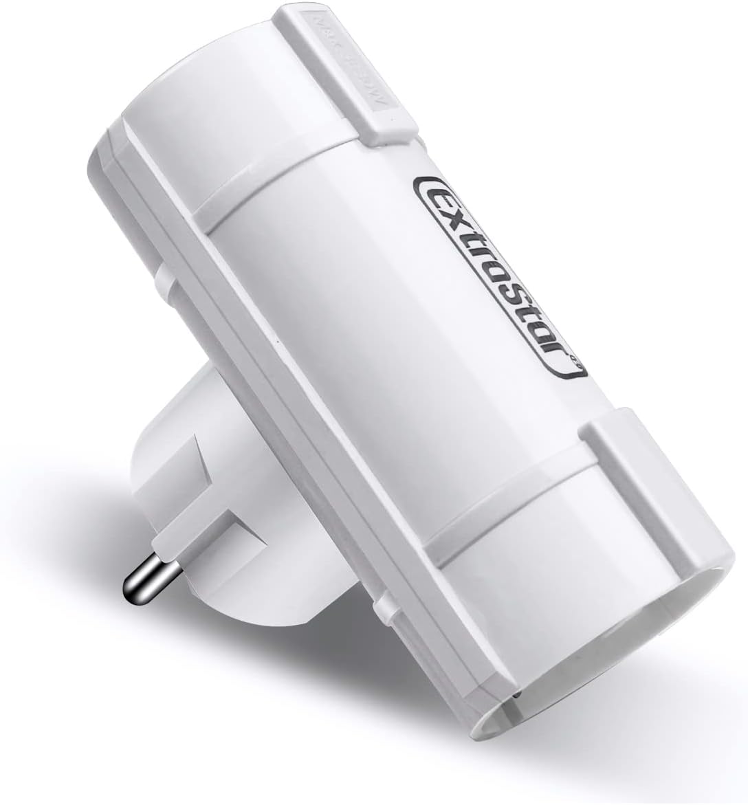EXTRASTAR Adaptador Enchufes con 2 Tomas con Protección Infantil Blanco 1Pcs 16A/250V~MAX.3680W