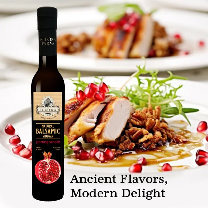 Miniatura 5 de Ellora Farms, Paquete combinado de crema de vinagre balsámico con infusión de granada fresca y naranja, totalmente natural, sin aditivos, sin