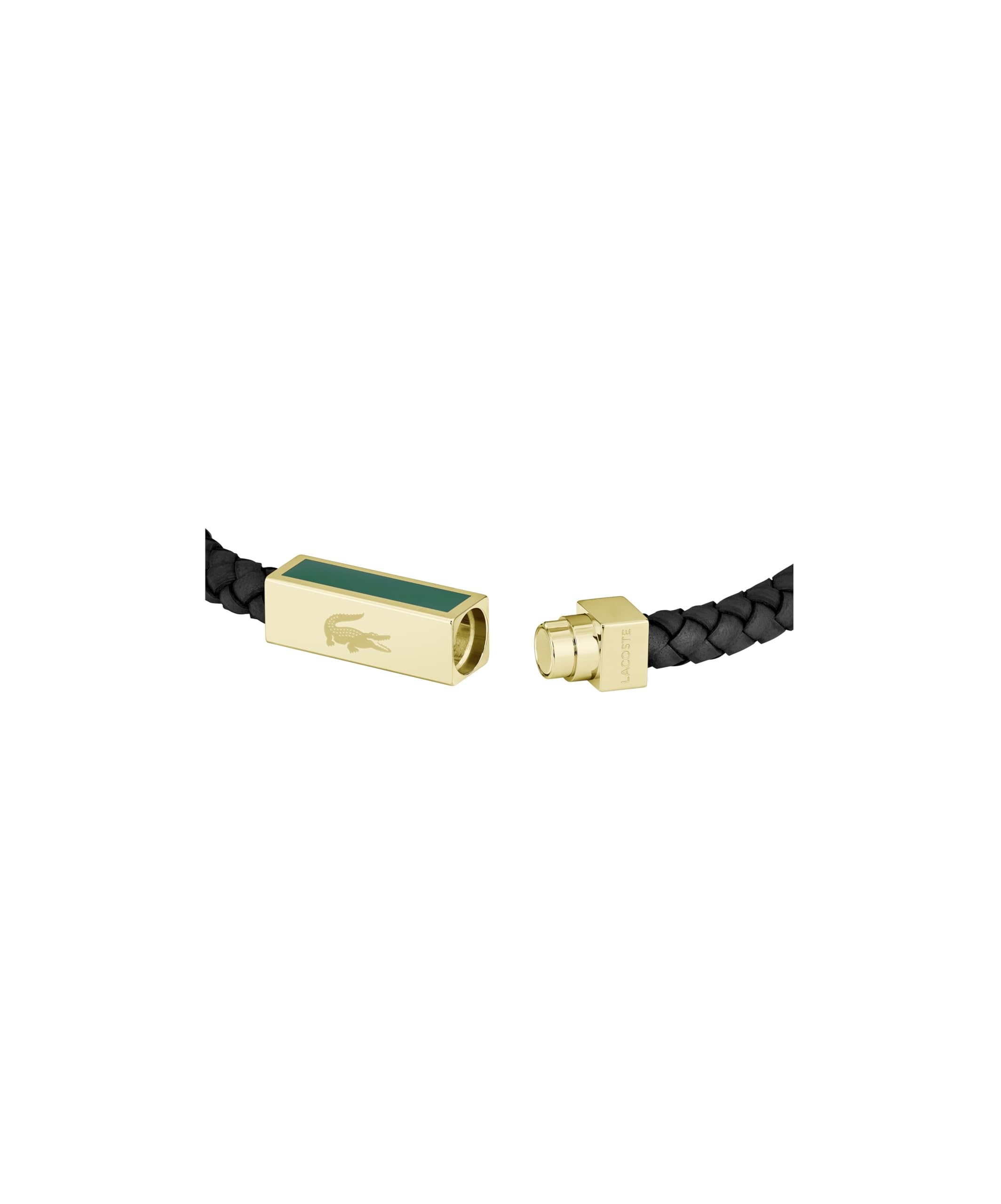 Lacoste Bracelet en Cuir Tressé pour Homme Collection ROCKEL - Disponible en Version Verte ou Noire