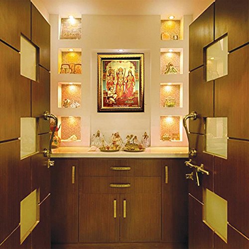 Image of ADA Handicraft Shree Ram Darbar Sita Laxman Hanuman Hindu Religious God Wood Photo Frames for Wall, Pooja Rooms (35 * 25) cm