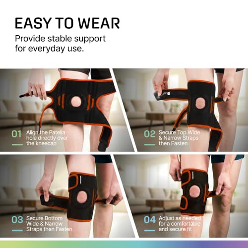 Image of Modvel Knee Brace with Side Stabilizers & Patella Gel Pads for Pain Relief and Joint Support Breathable, Non-Slip Compression Sleeve for Men & Women, Arthritis, Meniscus, ACL Recovery