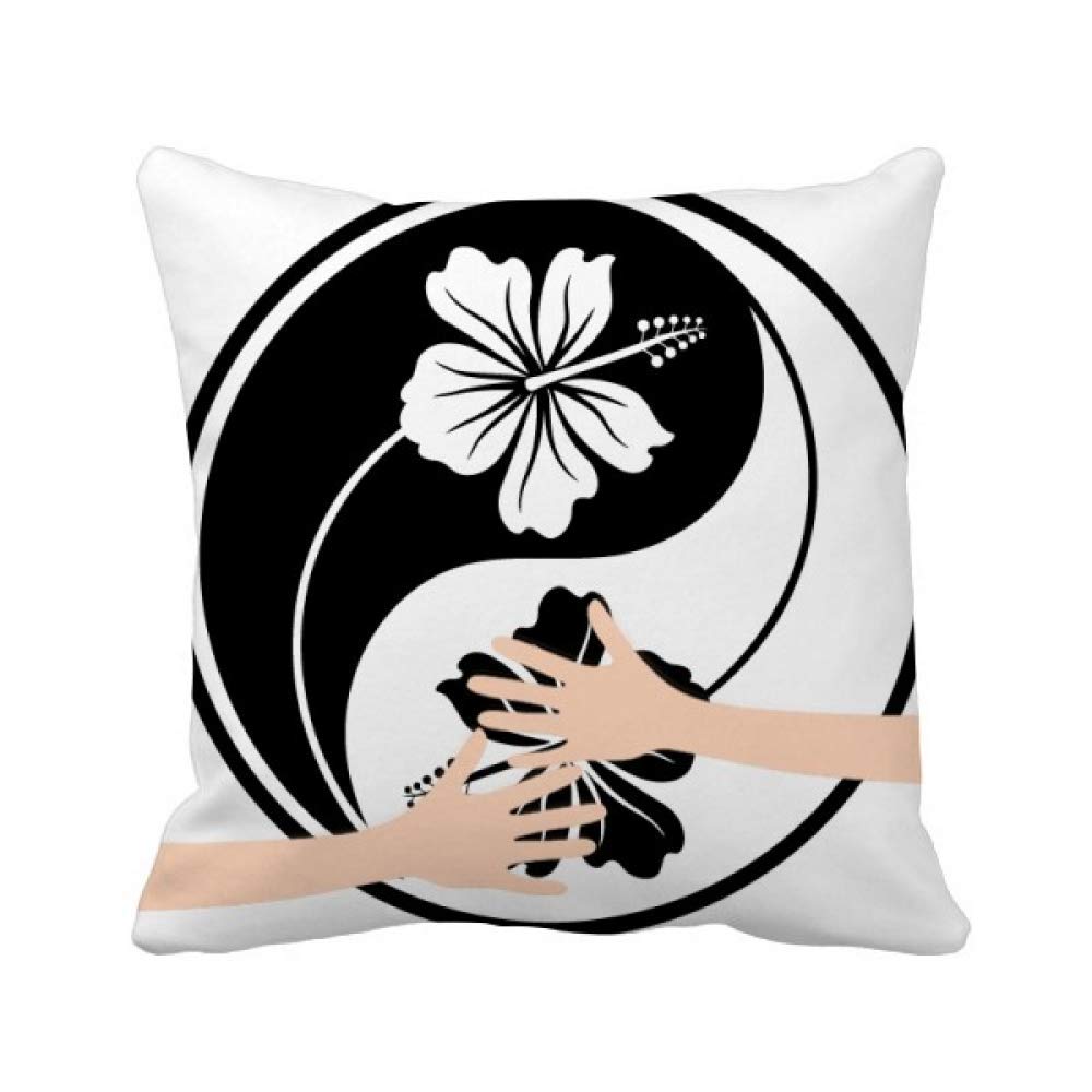 Coussin de bouddhisme yin yang fleur taie oreiller déco canapé
