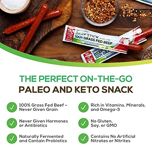 Paleovalley 100% Grass Fed Beef Sticks - Jalapeno - Organic And Gluten Free Paleo And Keto Protein Snacks With Probiotics - Shelf Stable Pantry Staples - Made In The Usa #TOP3