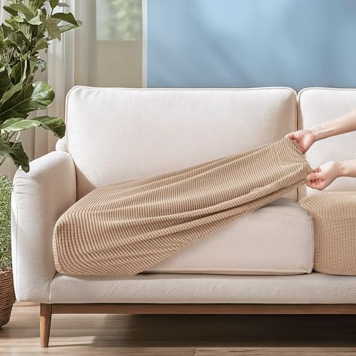 Image of CHUN YI 2PC Stretch Couch Cushion Covers, Sofa Seat Slipcovers Suitable for Armchair Loveseat Sofa with Spandex Jacquard Fabric(2pc,Camel)
