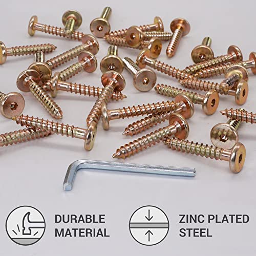 SKIR'CO (40 pcs) Yellow Zinc Plated Wood Connector Screws 6.5 x 40 mm, Furniture Connector Screws, Flat Head - Image 3