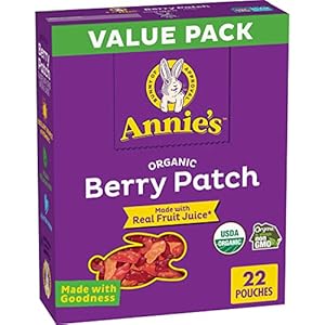 Annie’s Organic Berry Patch Bunny Fruit Flavored Snacks, Gluten Free, Value Pack, 22 Pouches, Kids Snacks, Back to School Snacks, 15.4 oz.
