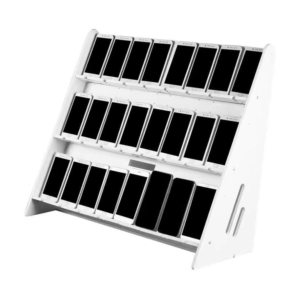 Espositore multi-cellulare in PVC, 83 x 33 x 75 cm, versatile, multi-slot per cellulare, perfetto per negozi e showroom