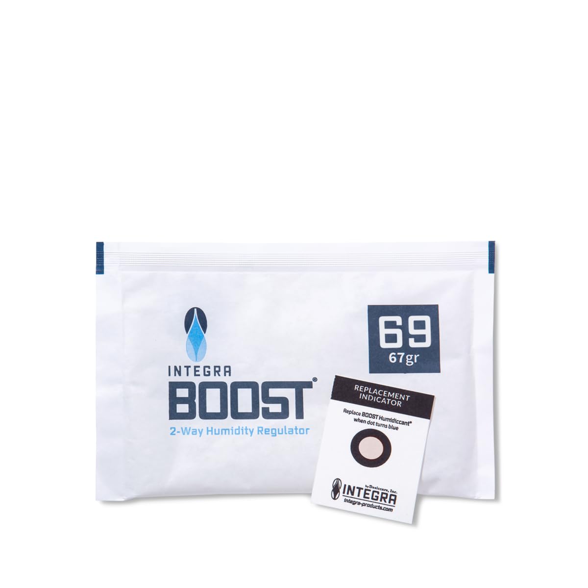 Integra Boost2-Way Humidity Control Pack, 67g - Preserve Flavor & Freshness, Maintain Humidity at 69% RH - Ideal for Herbs, Cigars, Spices, & More - Replacement Indicator Card Included