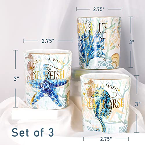 Flavcharm Scented Candles Wild Bluebell Candles Scented Ocean Theme Blue Glass Candles Clean Burning Votive Small Candles For Birthday Party Gifts Room Decor Coastal Decor #TOP2