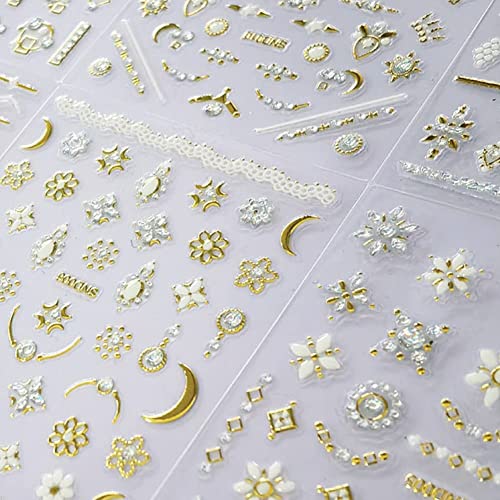 Futvart Nail Art Stickers 3D Diamond Design Luxury Nail Decals Self Adhesive Nail Design Stickers Nail Decorations For Nail Art With Tweezers (10 Sheets) #TOP5