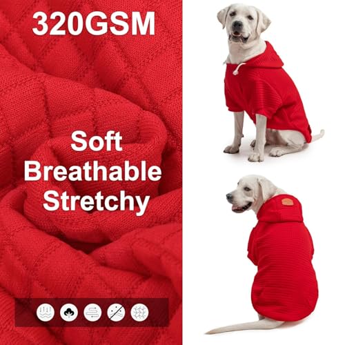 Image of BEAUTYZOO Dog Hoodies Sweater for Large Dogs,Waffle‑Like Laminated Pet Coat