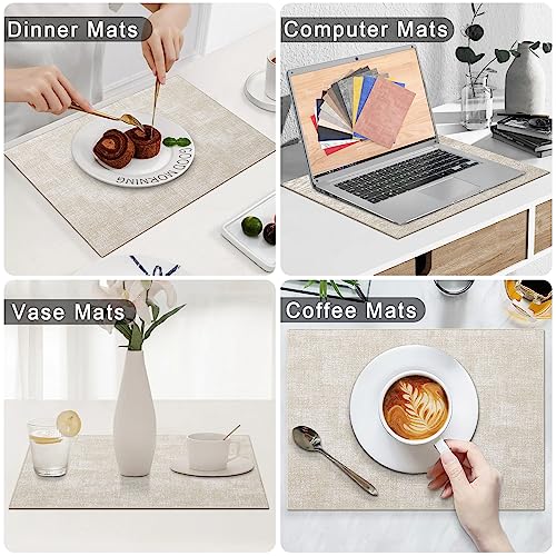 Homaxy Faux Leather Heat Resistant Placemats For Dining Table Set Of 6, Waterproof Wipeable Washable Pu Table Mats, Easy To Clean Anti-Slip Place Mats, 11.8" X 17", Beige #TOP5