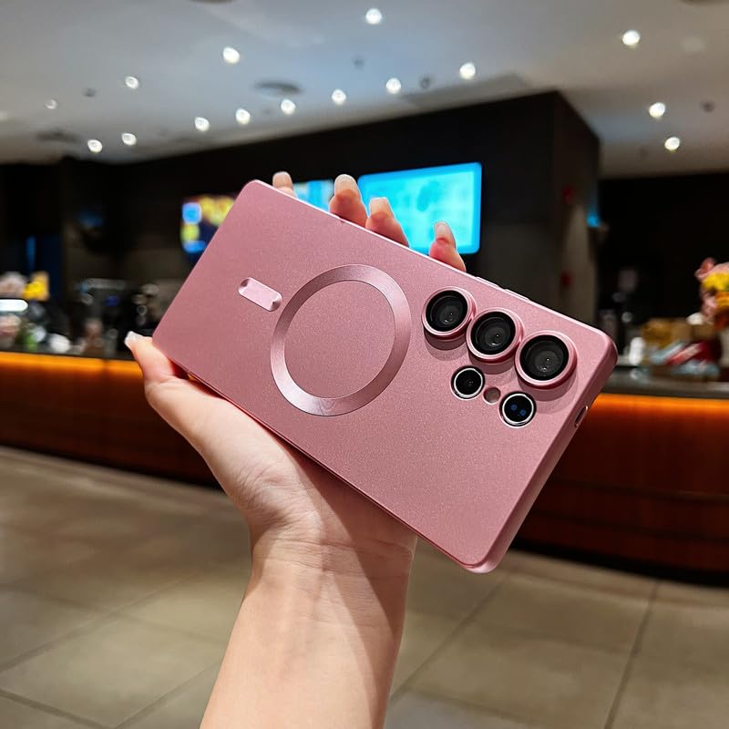 Image of LuxuryKase Premium MagSafe Case for Samsung Galaxy S25 Ultra | Shockproof & Anti-Scratch Cover | Soft Silicone with Wireless Charging | Camera Lens Guard - Rose Gold