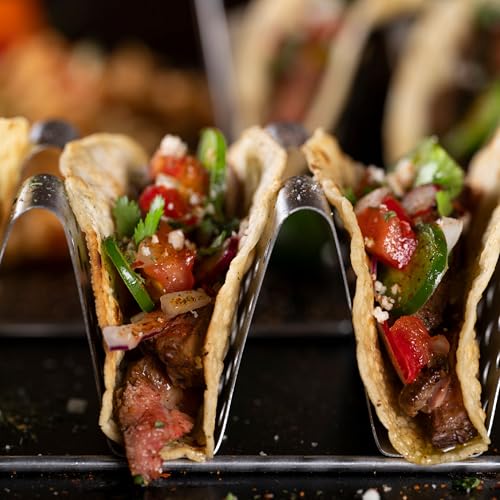 BLACKSTONE 5551 Deluxe Taco Holder Stand, Black/Silver, Pack of 2 - image 6