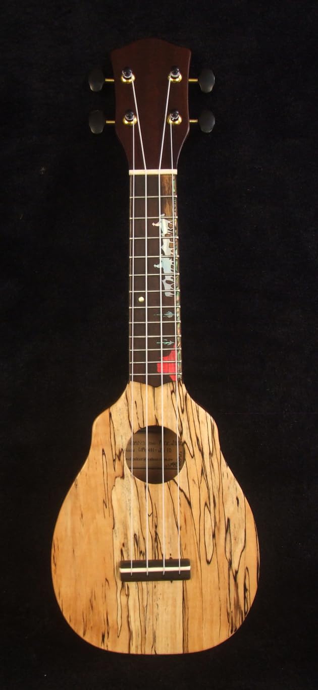 Bruce Wei Spalted Maple, Mahogany Archback Piccolo/Pocket Ukulele, CowBoy Inlay UAN11-2010
