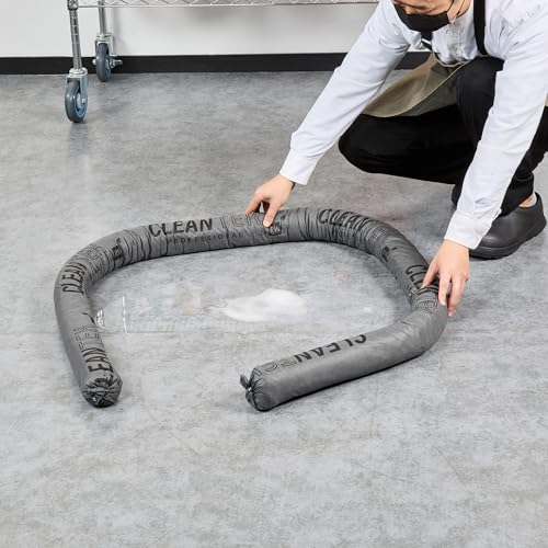 Image of Restaurantware Absorbent Socks 4 Case 8 Foot Nonwoven Spill Control Socks Chemical-Resistant Industrial Spill Gray